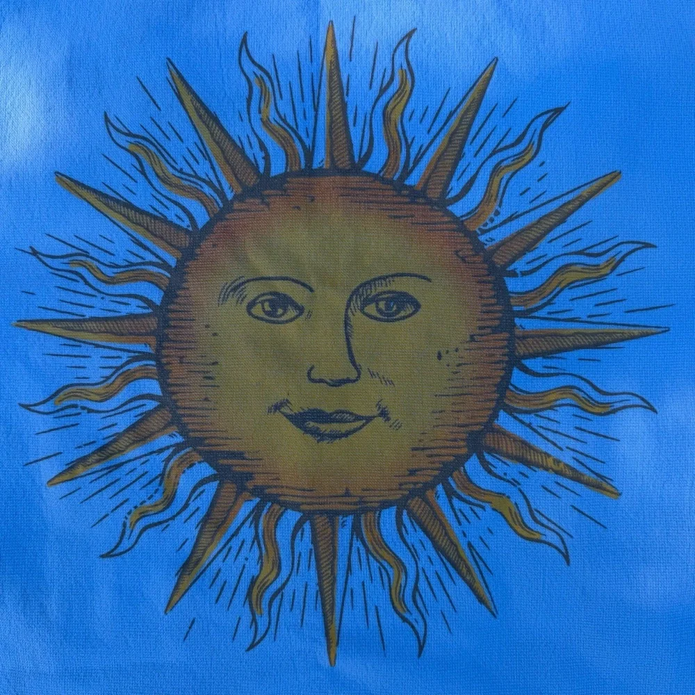 Dolce&Gabbana Light Blue Celestial Sunface Fringed Cotton Beach Towel 26x55 READ